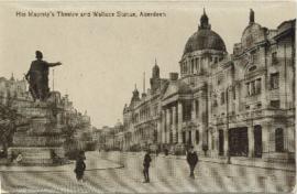 Postcard of His Majesty's Theatre and Wallace Statue, Aberdeen