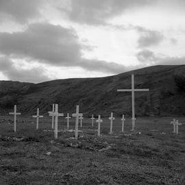 Photograph of a Christian Inuit graveyard in Wakeham Bay, Quebec