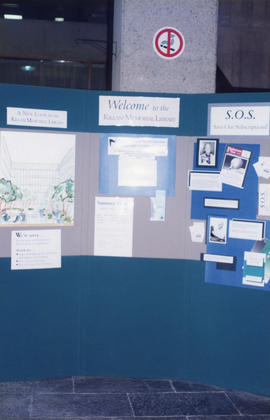 Photograph of an information bulletin board at the Killam Memorial Library, Dalhousie University