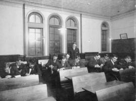 Photograph of James MacLeod teaching a night class