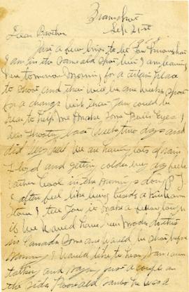 Letter from Weldon Morash to his brother Lloyd dated 21 September 1918