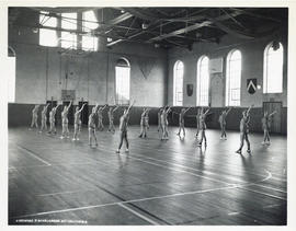 Studley Gymnasium - interior (women's exercise class?)