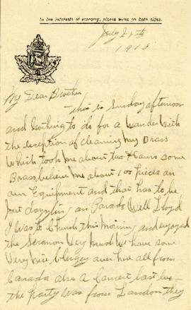 Letter from Weldon Morash to his brother Lloyd dated 28 July 1918
