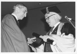 Photograph of Dr. L. C. B. Gower receiving an honorary degree