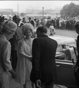 Photograph of Robert Stanfield greeting the Queen Mother