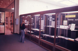 Photograph of the W.K. Kellogg Health Science Library display cases