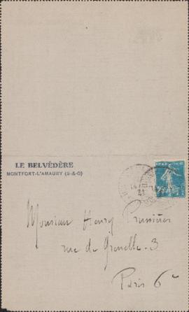 Letter from Maurice Ravel