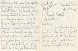 Correspondence between Thomas Head Raddall and Charlotte H. Winslow