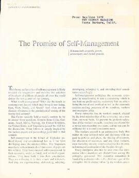 The promise of self management by Elisabeth Mann Borgese : [magazine article]