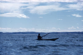 Photograph of a man in a kayak near George River, Quebec