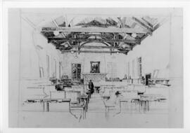 Photograph of a sketch of the Dalhousie University MacDonald Libray interior