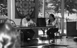Photograph taken at a CBC radio broadcast on the ground floor of the Student Union Building