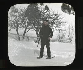 Photograph of unidentified man on snowshoes