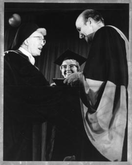Photograph of Sister Marie Agnes receiving an honorary degree
