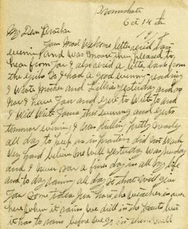 Letter from Weldon Morash to his brother Lloyd dated 14 October 1918