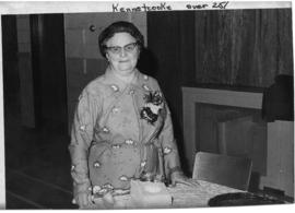 Photograph of Mrs. Viola Hanes at her retirement after twenty-five years of service on the exchan...