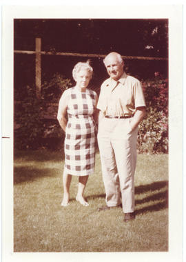 Portrait of Thomas Head and Edith Raddall in their garden in the summer