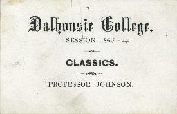Ticket to a classics class at Dalhousie College