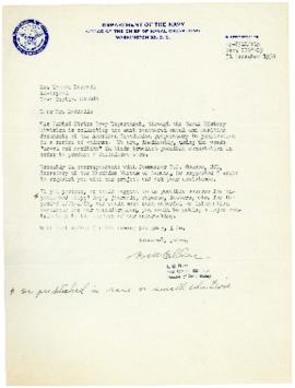 Correspondence between Thomas Head Raddall and Rear Admiral E. M. Eller