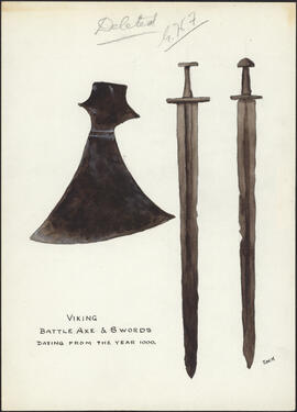 Unpublished drawing by Thomas Hayward : Viking Weapons