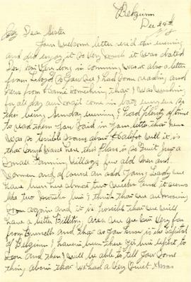 Letter from Weldon Morash to his sister Gertrude dated 29 December 1918