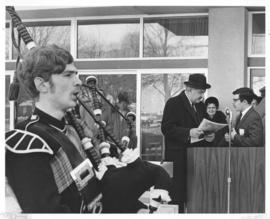 Photograph of Lieutenant-Governor Victor deB. Oland at the opening of the Student Union Building