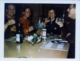 Photograph of Elisabeth Mann Borgese and others dining