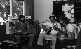 Photograph of a band at a CBC radio broadcast at the Dalhousie Arts Centre