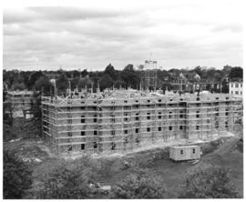 Photograph of the construction of Howe Hall