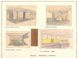 Conceptual drawings of Killam Library interiors