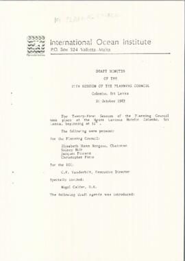 Twenty-first session of the Planning Council of the International Ocean Institute : [draft meetin...