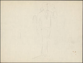 Pencil study sketch by Donald Cameron Mackay showing a sailor carrying a duffelbag