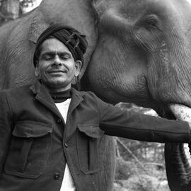 Photograph of Sankunni with Balakrishnan the elephant