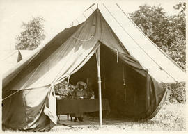 Laura May Hubley in her tent