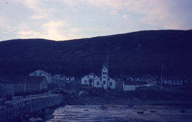Photograph of the village of Nain, Newfoundland and Labrador at sunset
