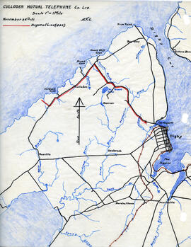Map of Culloden Mutual Telephone Company's telephone line