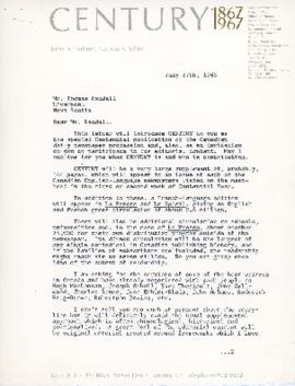 Correspondence between Thomas Head Raddall and Century magazine