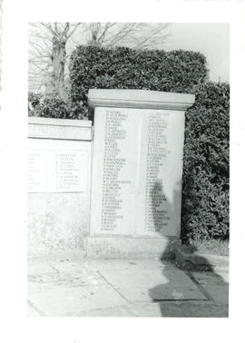 Photograph of a panel on the World War I memorial beside the old military canal in Hythe, Kent, E...