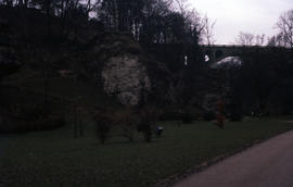 Photograph of the Adolphe Bridge in Luxembourg from a distance