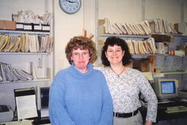 Photograph of Marlyn McCann and Kellie Hawley in the Document Delivery Department of the Killam M...