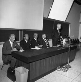 Photograph of a panel or other event for the Dalhousie medical centennial