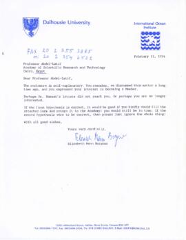 Correspondence between Elisabeth Mann Borgese and Egyptian academics and government officials