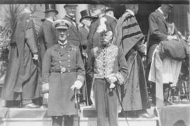 Photograph of two unidentified people in uniform at a Dalhousie reunion