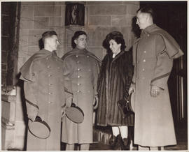 Photograph of Ellen Ballon with West Point Military Academy cadets