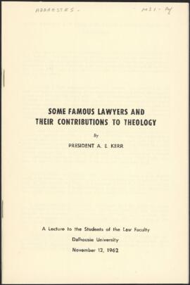 Some famous lawyers and their contributions to theology : a lecture to the students of the Law Fa...