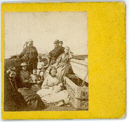 Photograph of missionary families on the deck of the "Dayspring"