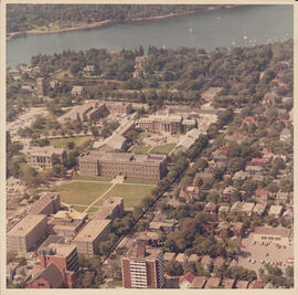 Aerial photograph of the University of King's College campus and the Northwest Arm