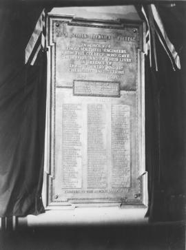 Photograph of a memorial in honour of engineers who died in WWI