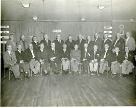 Photograph of World War I veterans at a fiftieth anniversary dinner