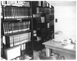 Photograph of Medical-Dental Library reference collection in attic of 5963 College Street location